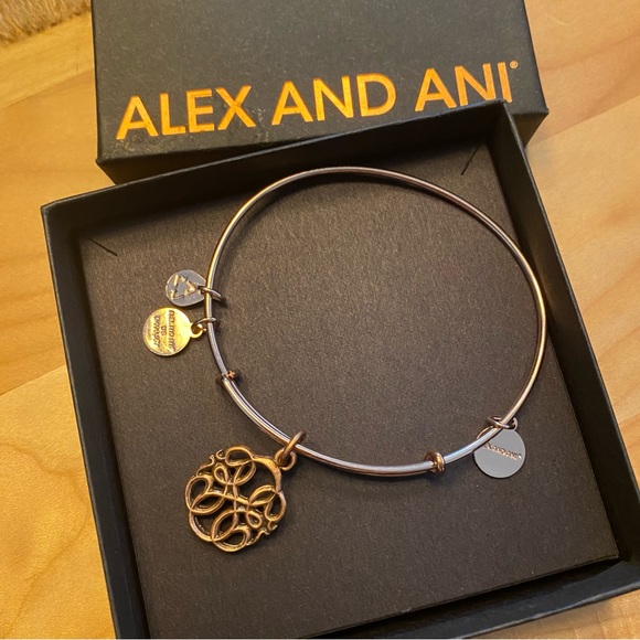 Alex and Ani Path of Life gold charm bracelet adjustable Bangle boho Rose Bronze - Picture 2 of 3